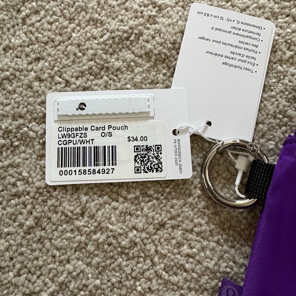 Lululemon Clippable Card Pouch NWT college purple - Picture 3 of 5